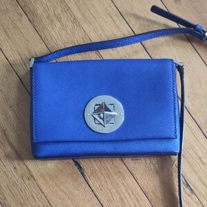 Blue Crossbody Bag with Silver Accents